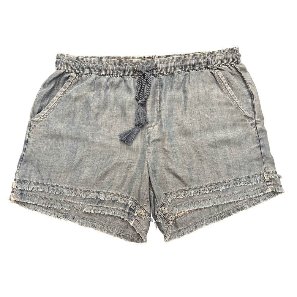 SAKS Fifth Avenue 100% Lyocell Shorts, with Fringe Accents & Drawstring, Size L